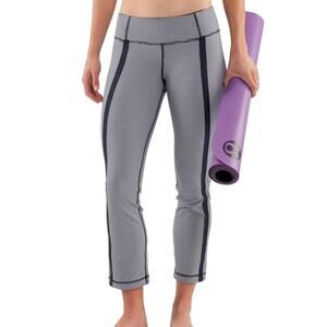 Lululemon Coast To Class Yoga Pants Inkwell Gingham Navy Blue Size 8